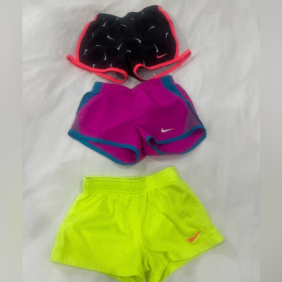 Nike Girls Shorts Trio - Black, Pink, Neon Yellow - Picture 1 of 5